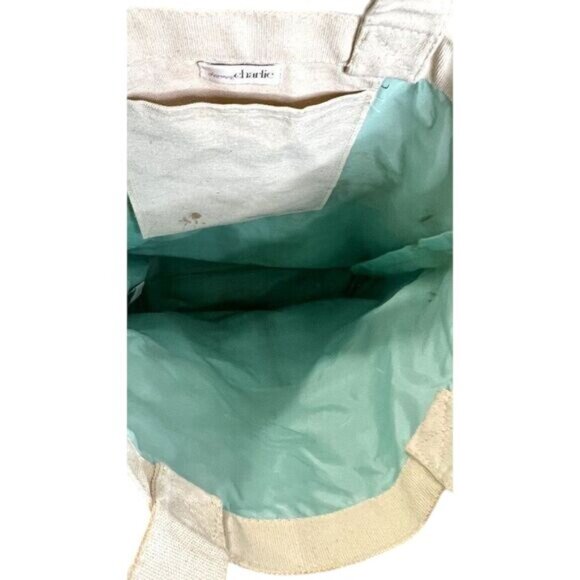 CHARMING CHARLIE Canvas Gold Metallic Bottom Tote‎ Bag with Interior Pocket - Picture 5 of 5